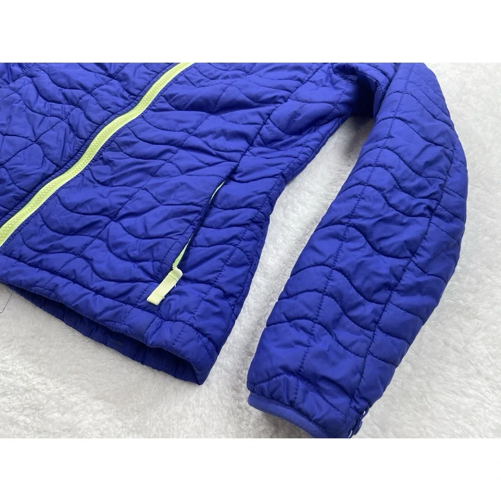 The North Face Thermoball Puffer Jacket Womens‎ Small Blue Lime Green Full Zip